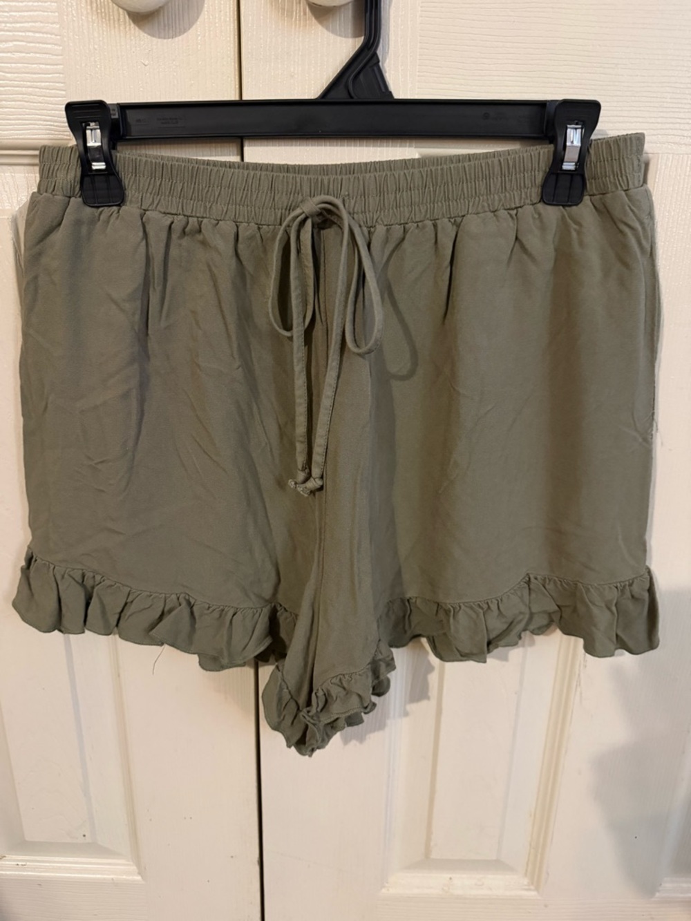 American Eagle Outfitters Olive Ruffle Drawstring Shorts